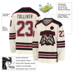 Custom Cream Crimson-Black Hockey Jersey - Image 3