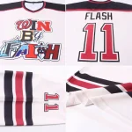 Custom Cream Crimson-Black Hockey Jersey - Image 5
