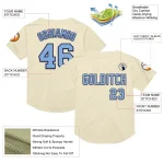 Custom Cream Light Blue-Navy Mesh Authentic Throwback Baseball Jersey - Image 3