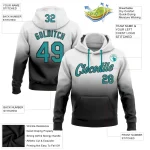 Custom Stitched White Teal-Black Fade Fashion Sports Pullover Sweatshirt Hoodie - Image 2