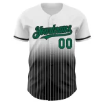 Custom White Pinstripe Kelly Green-Black Authentic Fade Fashion Baseball Jersey - Image 3