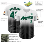 Custom White Pinstripe Kelly Green-Black Authentic Fade Fashion Baseball Jersey - Image 4