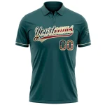 Custom Midnight Green Vintage USA Flag-Cream Performance Vapor Golf Polo Shirt - Image 2