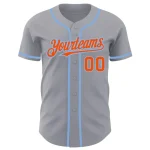 Custom Gray Orange-Light Blue Authentic Baseball Jersey - Image 2