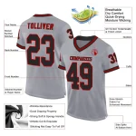 Custom Gray Black-Red Mesh Authentic Throwback Football Jersey - Image 2