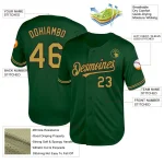 Custom Green Old Gold-Black Mesh Authentic Throwback Baseball Jersey - Image 3