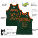 Custom Hunter Green Green-Orange Authentic Throwback Basketball Jersey - Image 2
