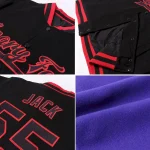 Custom Purple Black-Pink Bomber Full-Snap Varsity Letterman Jacket - Image 2