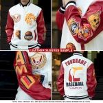 Custom Red Black-Green Christmas 3D Bomber Full-Snap Varsity Letterman Jacket - Image 2