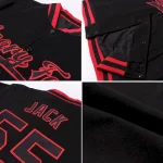Custom Red Black-Green Christmas 3D Bomber Full-Snap Varsity Letterman Jacket - Image 4