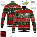 Custom Red Black-Green Christmas 3D Bomber Full-Snap Varsity Letterman Jacket - Image 5