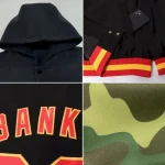 Custom Camo Black-Gold Bomber Full-Snap Varsity Letterman Salute To Service Hoodie Jacket - Image 2