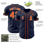 Custom Navy Orange-White Authentic Baseball Jersey - Image 2