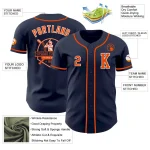 Custom Navy Orange-White Authentic Baseball Jersey - Image 6