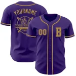 Custom Purple Old Gold Authentic Baseball Jersey - Image 5
