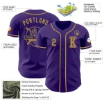 Custom Purple Old Gold Authentic Baseball Jersey - Image 6