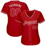 Custom Red Red-White Authentic Baseball Jersey - Image 3