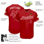 Custom Red Red-White Authentic Baseball Jersey - Image 4
