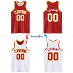 Custom Red White-Gold Reversible Double Side Basketball Jersey - Image 2