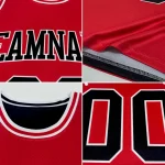 Custom Red White-Gold Reversible Double Side Basketball Jersey - Image 4