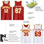 Custom Red White-Gold Reversible Double Side Basketball Jersey - Image 5