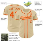 Custom Sand Orange Authentic Baseball Jersey - Image 3