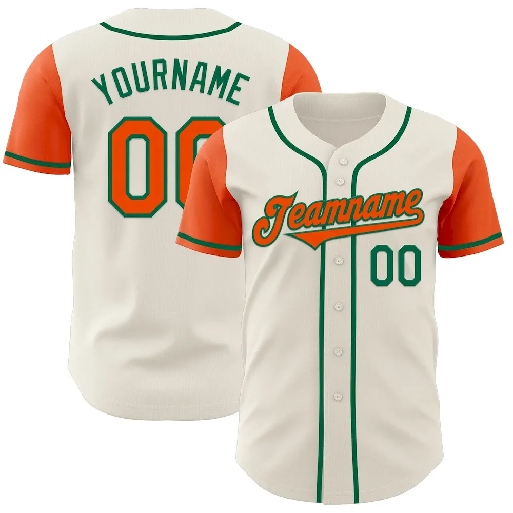 TwoTone0619.webp Custom Cream Orange-Kelly Green Authentic Two Tone Baseball Jersey - Image 1