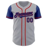 Custom Gray Royal-Red Authentic Two Tone Baseball Jersey - Image 2