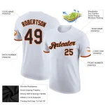 Custom White Black-Orange Performance T-Shirt - Image 2