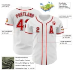 Custom White Red-Black Authentic Baseball Jersey - Image 2