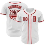 Custom White Red-Black Authentic Baseball Jersey - Image 5