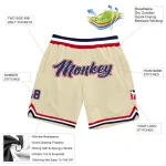 Custom Cream Navy-Red Authentic Throwback Basketball Shorts - Image 2