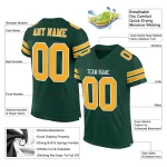 Custom Green Gold-White Mesh Authentic Football Jersey - Image 4