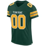 Custom Green Gold-White Mesh Authentic Football Jersey - Image 2