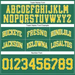 Custom Kelly Green Gold-White Authentic Throwback Basketball Shorts - Image 3