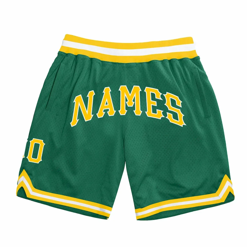 kelly_green_0060_7d7bae80-22e6-4fdc-ac11-b5a101a7f75a.webp Custom Kelly Green Gold-White Authentic Throwback Basketball Shorts - Image 1