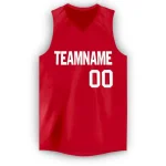 Custom Red White V-Neck Basketball Jersey - Image 5