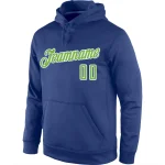 Custom Stitched Royal Neon Green-White Sports Pullover Sweatshirt Hoodie - Image 2