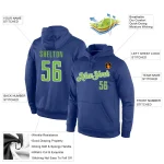 Custom Stitched Royal Neon Green-White Sports Pullover Sweatshirt Hoodie - Image 4